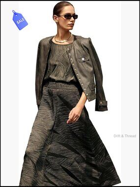 Pleated Satin Boxy Top, Women's Luxury Designer Blouse, Size M